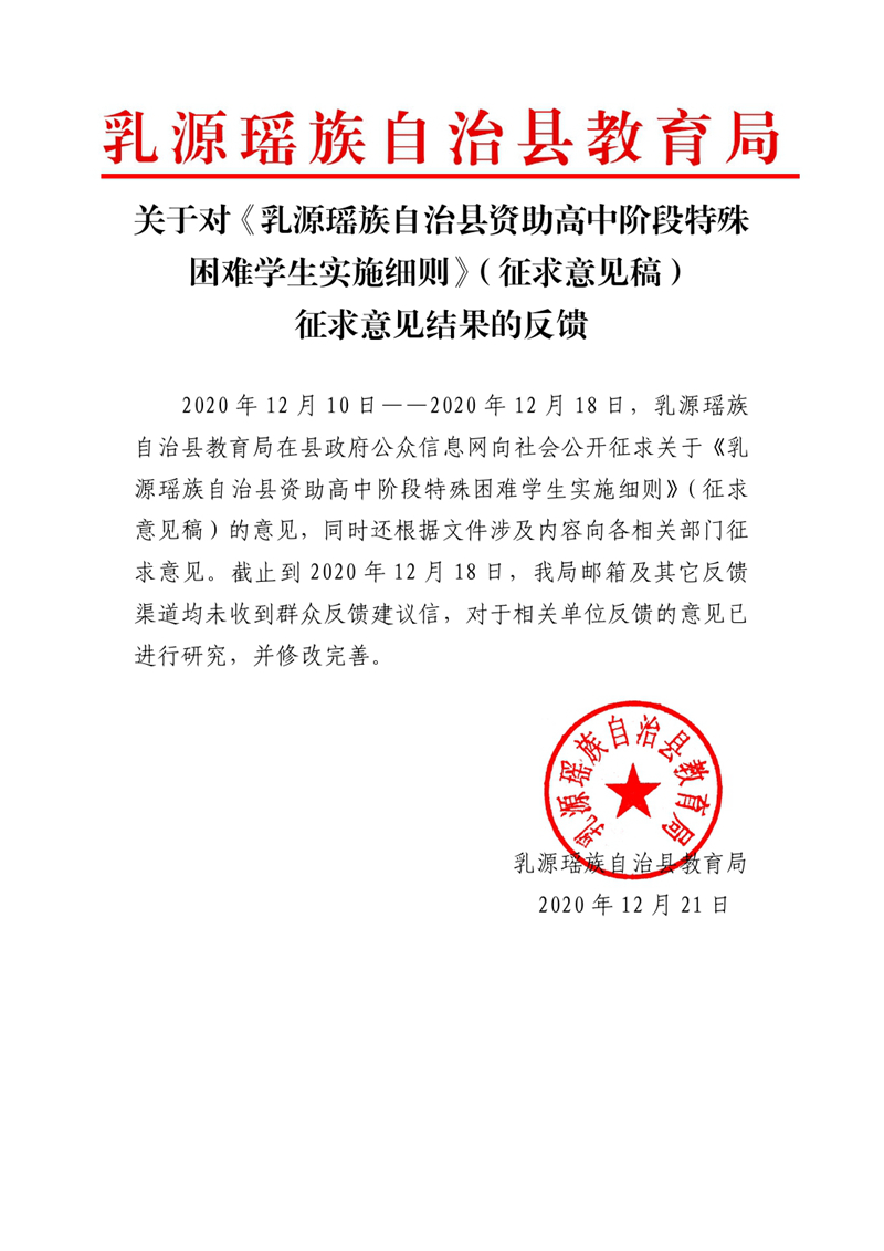 關(guān)于對(duì)《乳源瑤族自治縣資助高中階段特殊  困難學(xué)生實(shí)施細(xì)則》（征求意見(jiàn)稿）征求意見(jiàn)結(jié)果的反饋0000.jpg
