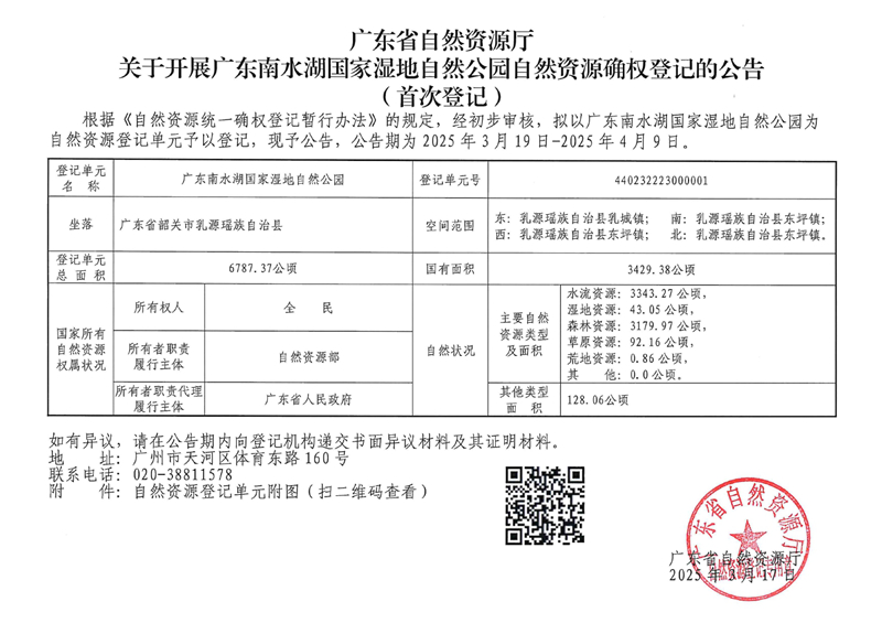廣東省自然資源廳關(guān)于開展廣東南水湖國家濕地自然公園自然資源確權(quán)登記的公告0000.jpg